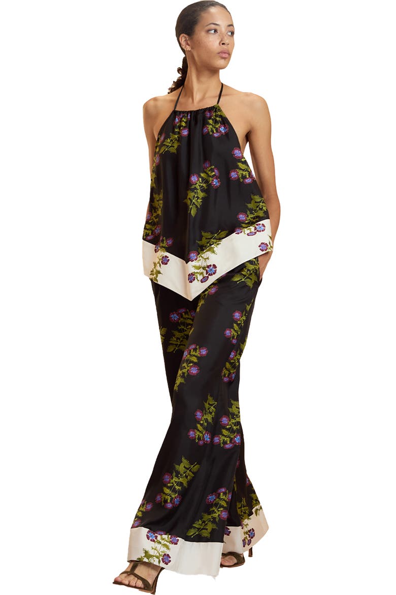 Silk Wide Leg Pants, Alternate, color, Black Floral