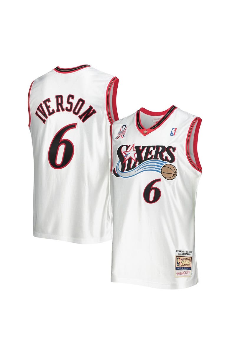 Mitchell & Ness Men's Mitchell & Ness Allen Iverson White Eastern Conference Hardwood Classics 2002 NBA All-Star Game Authentic Jersey, Main, color,