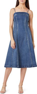 Habitual Bustier Denim A-Line Midi Dress