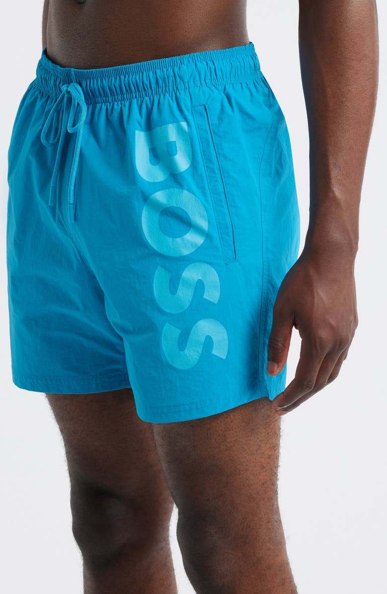 BOSS Octopus Swim Trunks, Alternate, color, Turquoise Blue