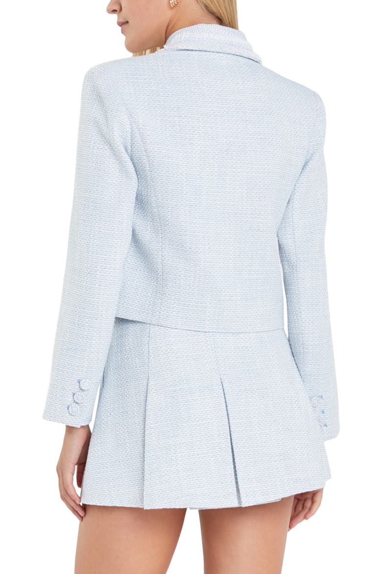 Double Breasted Tweed Blazer, Alternate, color, BLUE