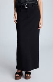 Kenneth Cole Belted Denim Maxi Skirt