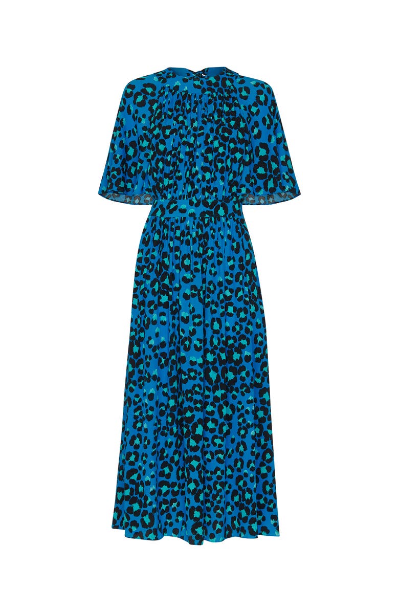 Whistles Painted Leopard Amelia Midi Dress, Alternate, color, Blue/Multi