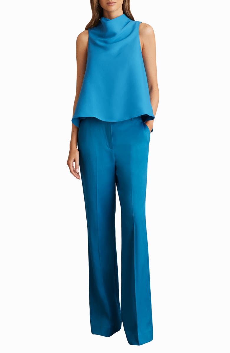 Reiss Simone Cowl Neck Sleeveless Trapeze Top, Alternate, color, Blue