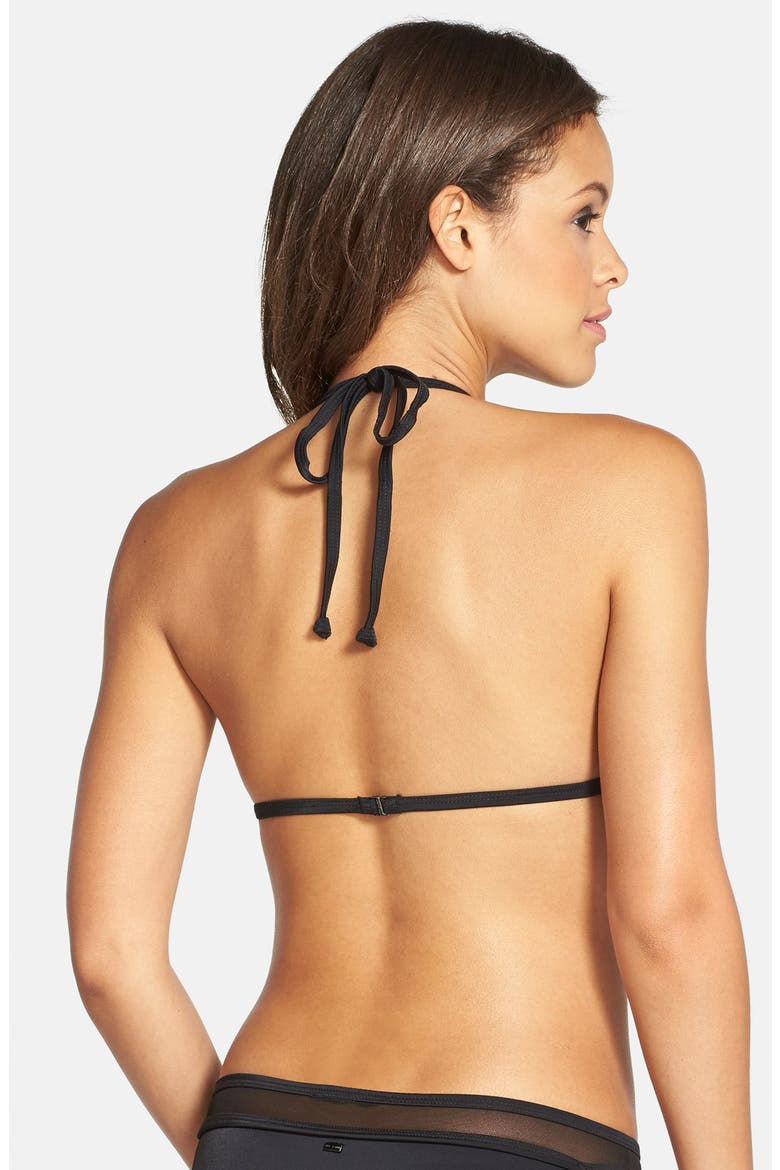 Mesh Inset Triangle Bikini Top, Alternate, color, BLACK
