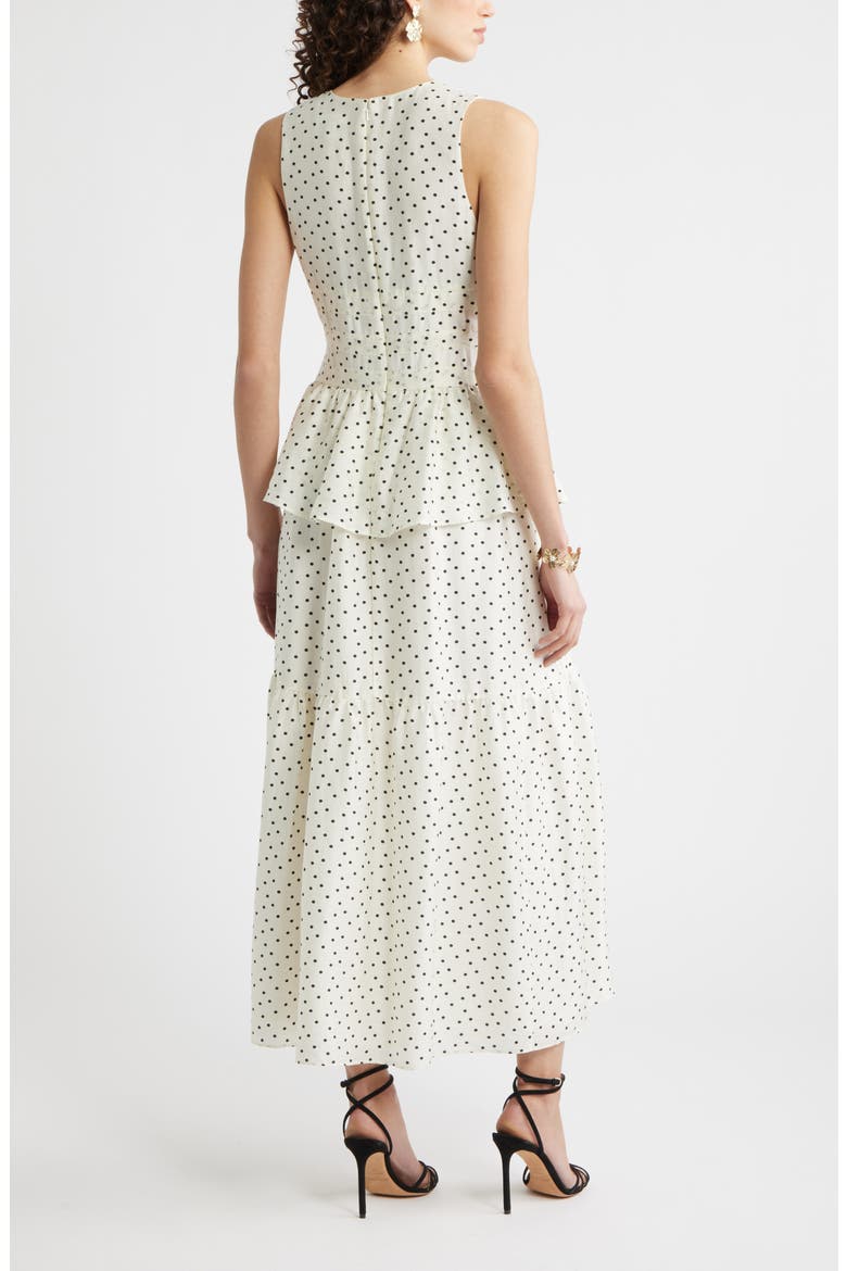 Crewneck Seamed Waist Maxi Dress, Alternate, color, IVORY DELILAH DOT