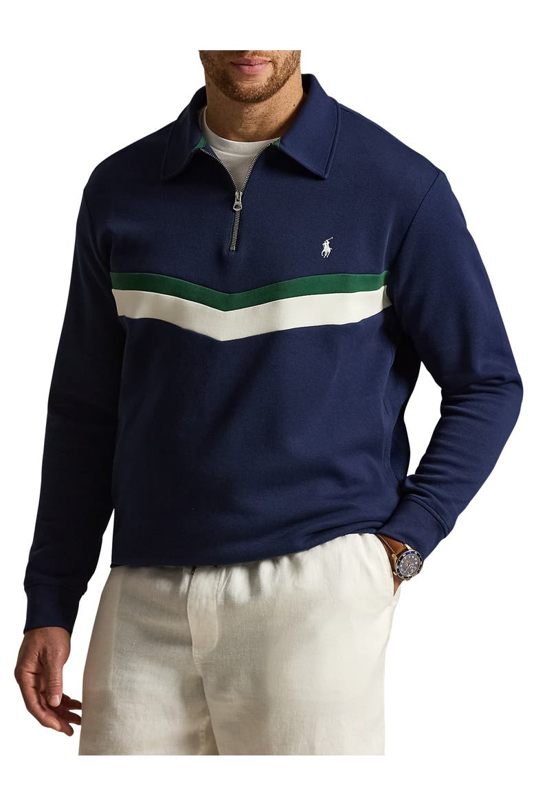 Big & Tall Colorblocked 1/4-Zip Sweatshirt, Main, color, NEWPORT NAVY