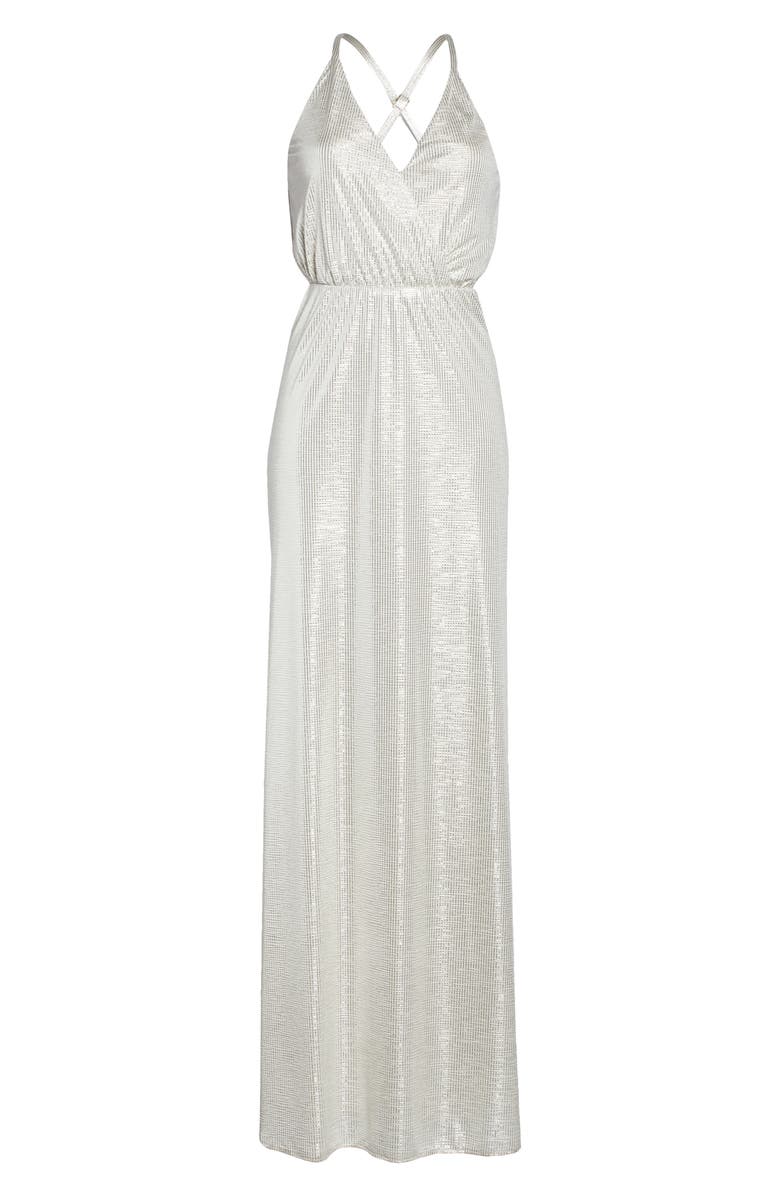 Show Me Your Mumu Dazzle Metallic Crossover Gown, Alternate, color,