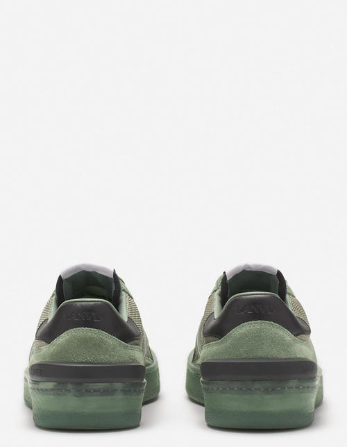 Lanvin Clay Sneakers In Green Suede And Fabric