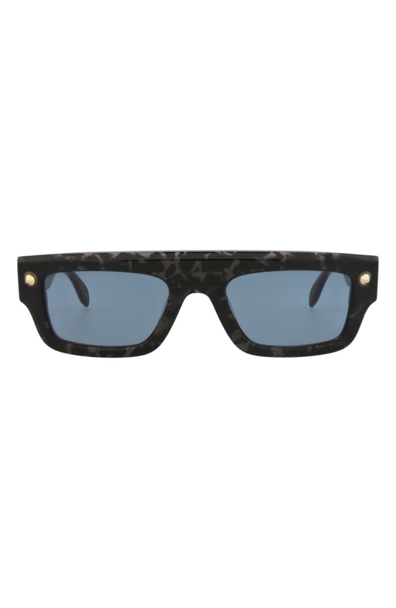 McQueen 52mm Rectangle Sunglasses, Main, color, Havana Havana Blue