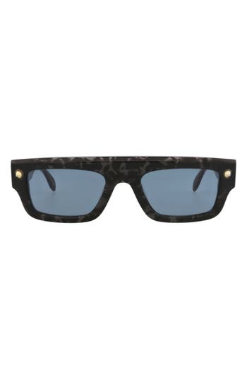 Alexander Mcqueen Mcqueen 52mm Rectangle Sunglasses In Black