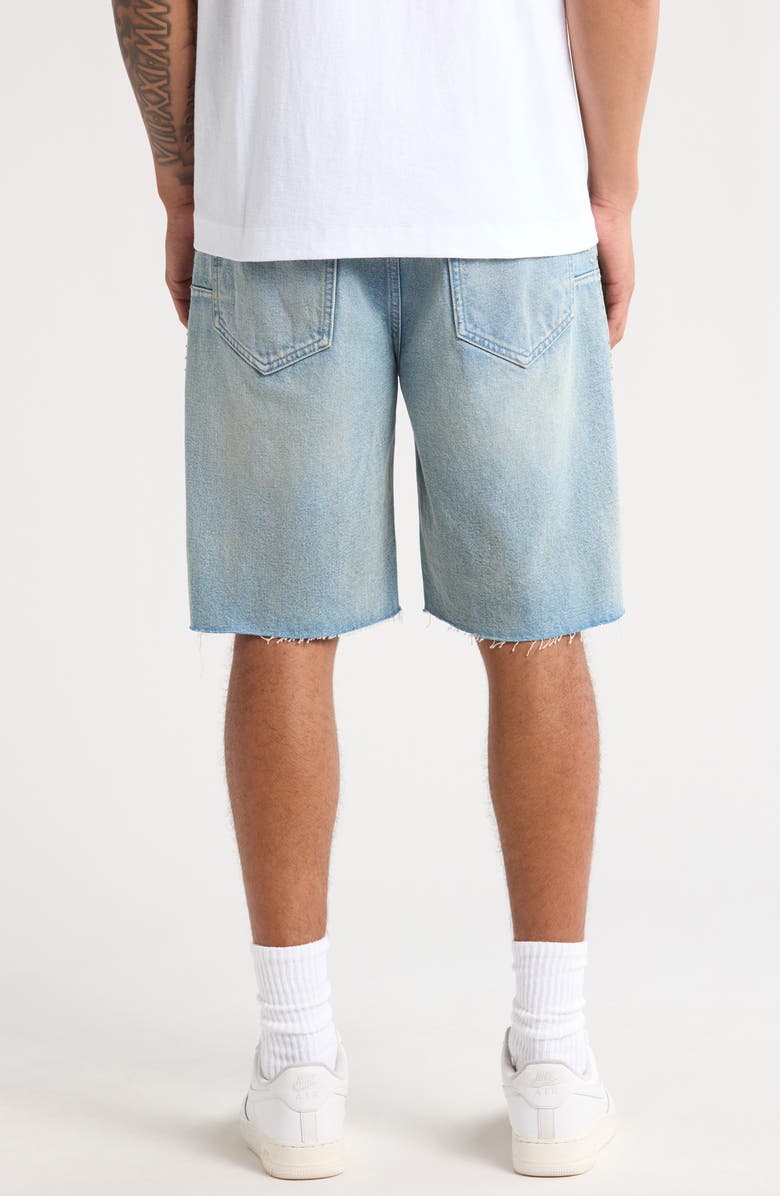 PURPLE BRAND Basalt Rhinestone Emebllished Distressed Raw Hem Denim Shorts, Alternate, color, 
