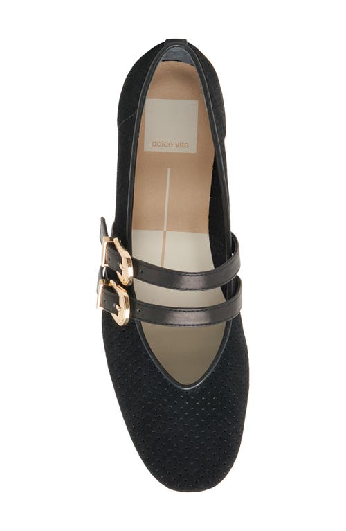 Dolce Vita Baylee Mary Jane Flat In Onyx Perforated Suede