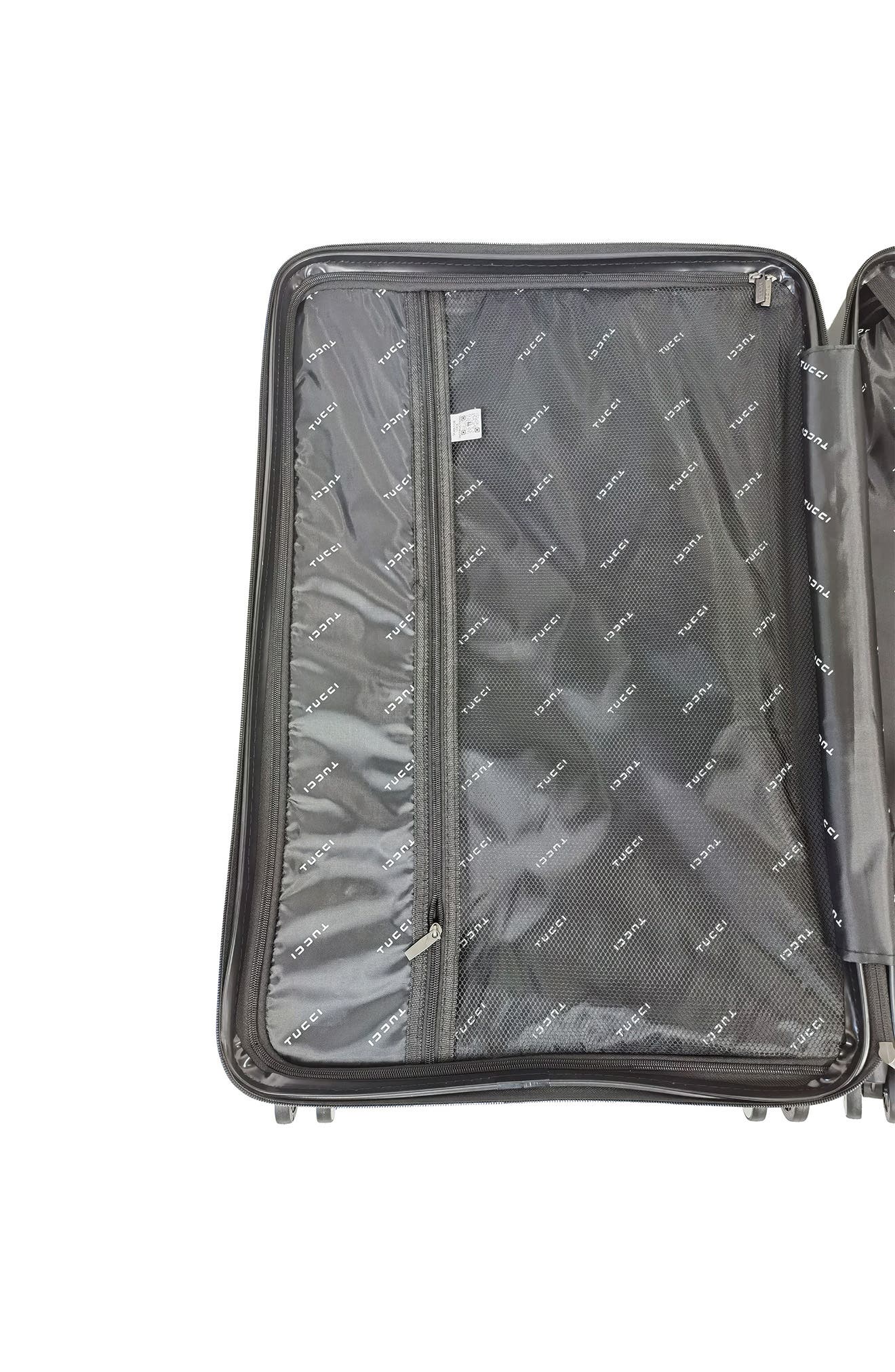 TUCCI Baratro Hardshell 3-Piece Spinner Luggage Set, Alternate, color, Black