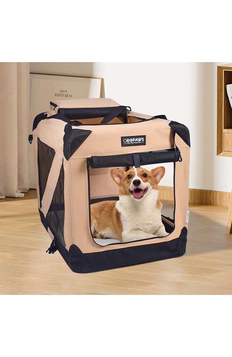 JESPET 30" Soft Pet Crate Beige Dogs & Cats Up To 50 Lbs, Alternate, color, Beige