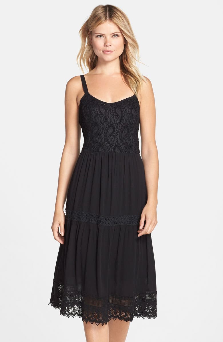 KUT from the Kloth Lace Fit & Flare Midi Dress, Main, color, 