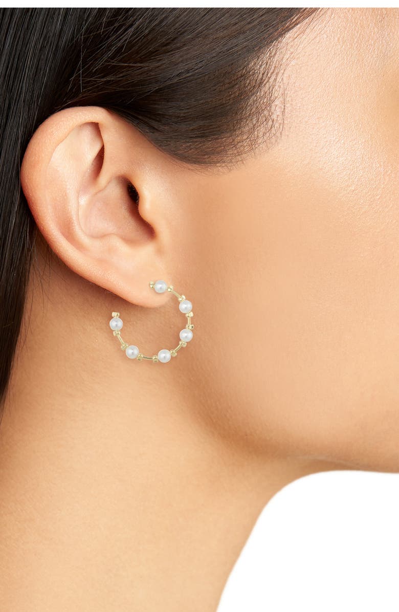 ARGENTO VIVO All Around Faux Pearl Hoop Earrings, Alternate, color, Gold