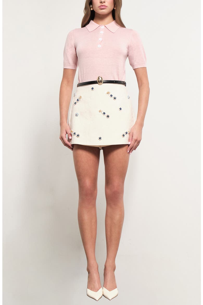 Brighton Print Cotton & Linen Skort, Alternate, color, BEIGE EMBELLISHED