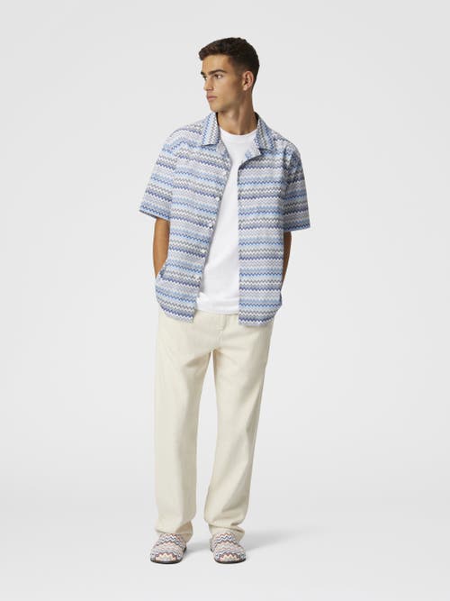 Missoni Men's Bowling Shirt | Size 52 | Us25sj05 Color Bw00w0s01fs In Blue & Grey