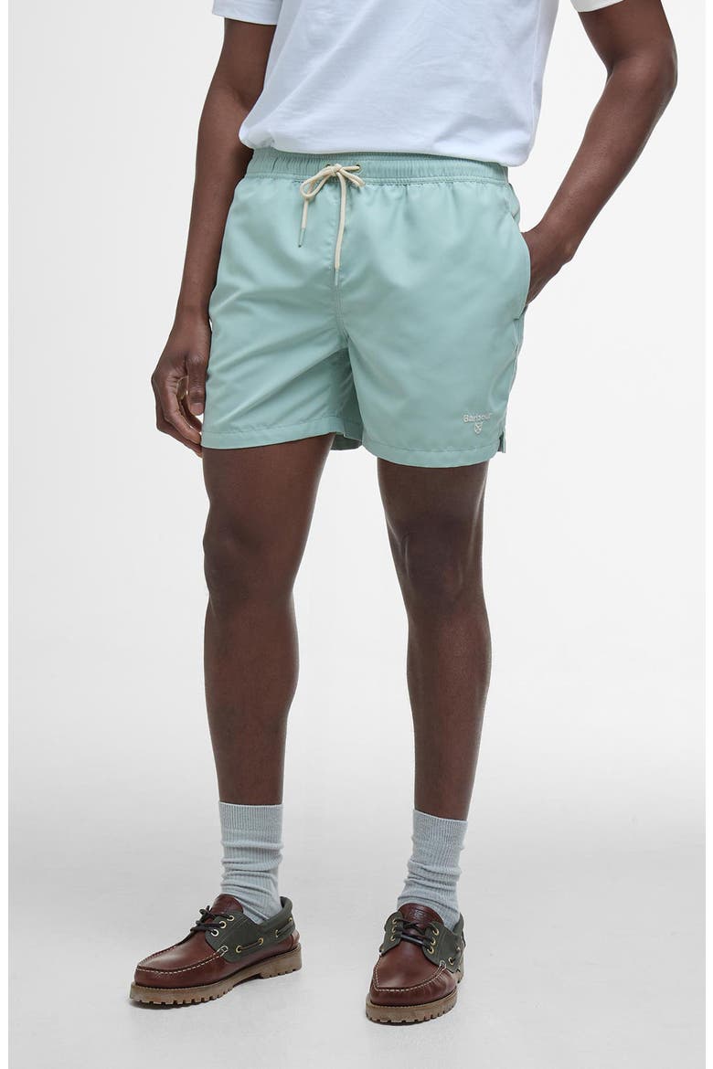 Staple Logo Swim Trunks, Main, color, PALE APPLE GREEN