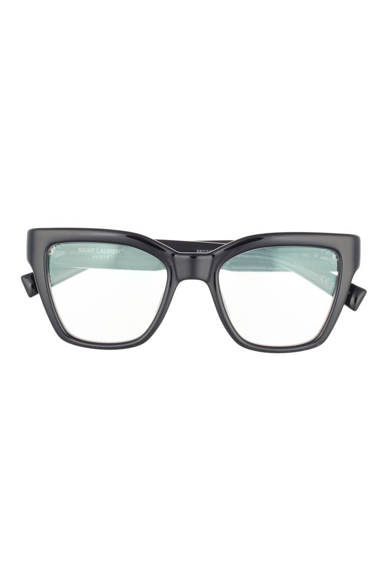 52mm Cat Eye Optical Glasses, Main, color, BLACK BLACK TRANSPARENT