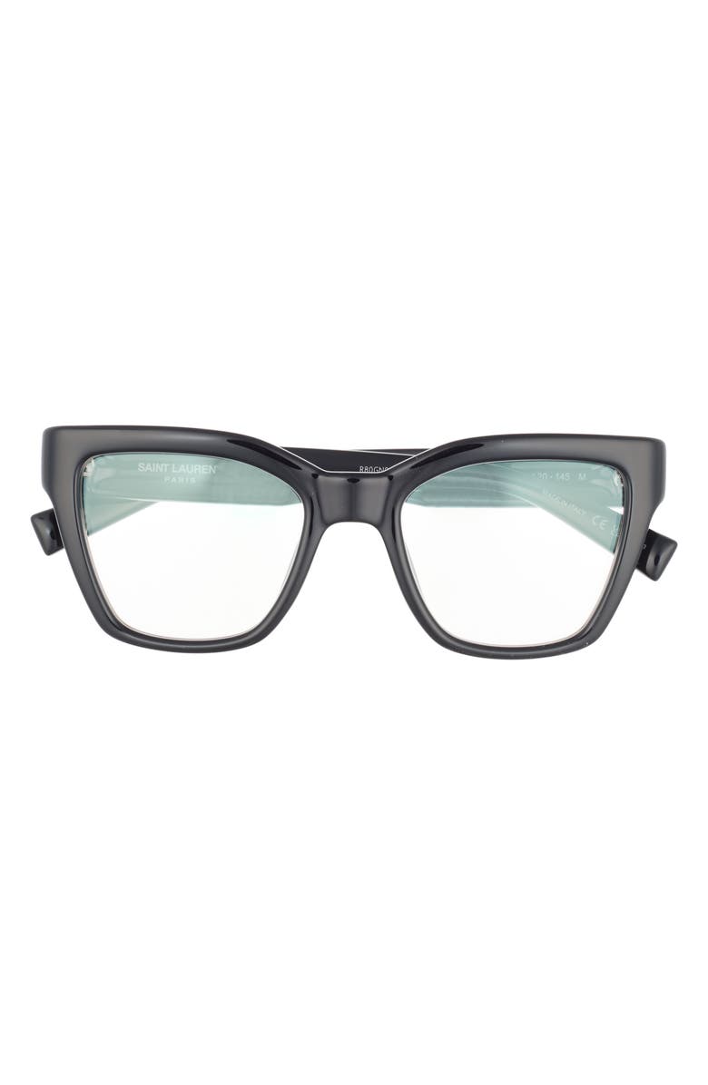 Saint Laurent 52mm Cat Eye Optical Glasses, Main, color, Black Black Transparent