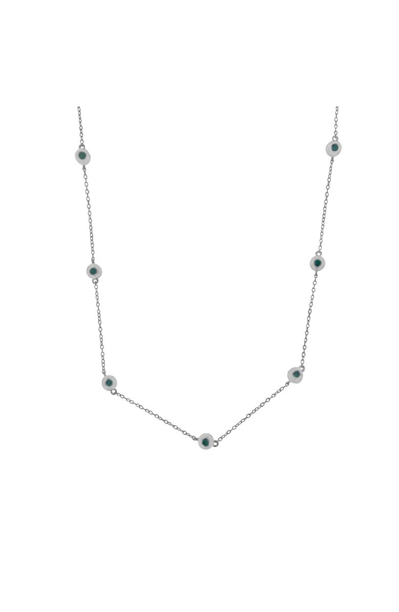 Haus of Brilliance Silver 1.0 Cttw Treated Blue Diamond Bezel Station Necklace, Main, color, White