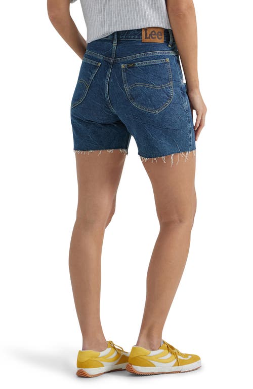 Lee Rider Raw Hem Denim Shorts In Ocean Depths