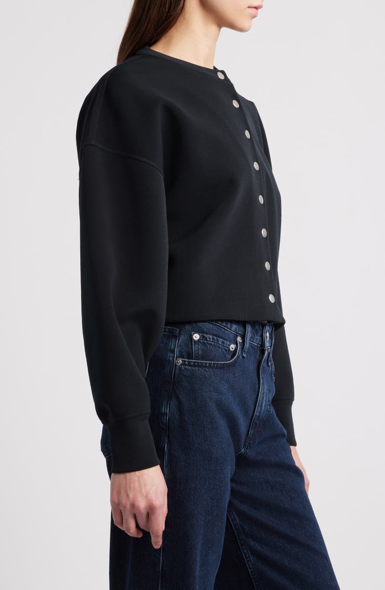 rag & bone Abby Scuba Knit Cardigan, Alternate, color, Black