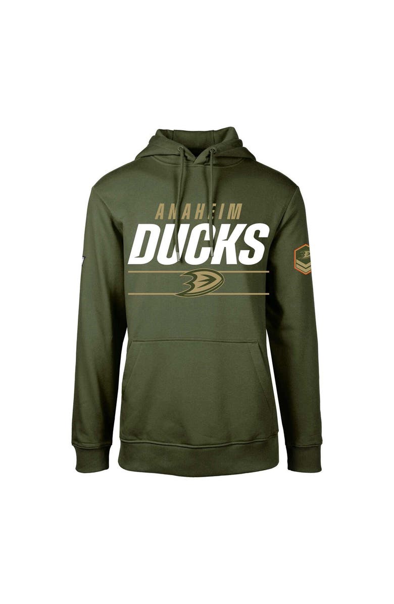 LEVELWEAR Men's Levelwear Olive Anaheim Ducks Delta Podium Fleece Pullover Hoodie, Alternate, color, 