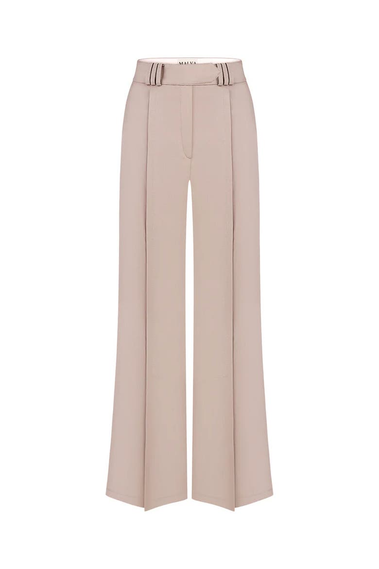 Bias-Cut Flared Pants With Slip Detail, Main, color, Cappuccino