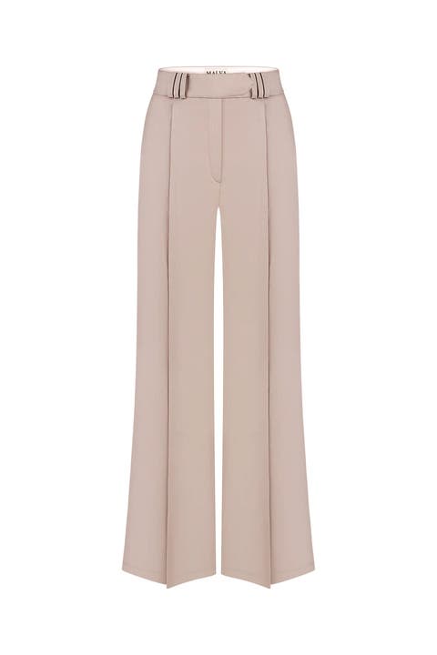 Bias-Cut Flared Pants With Slip Detail
