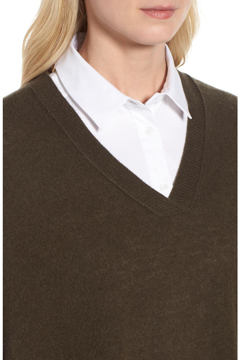 Cashmere Poncho, Alternate, color, OLIVE DARK