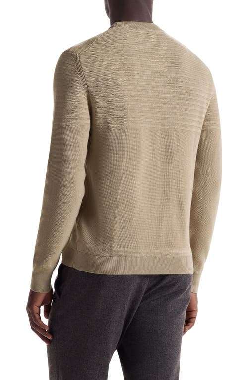 Bugatchi Mixed Stitch Cotton Crewneck Sweater In Neutral