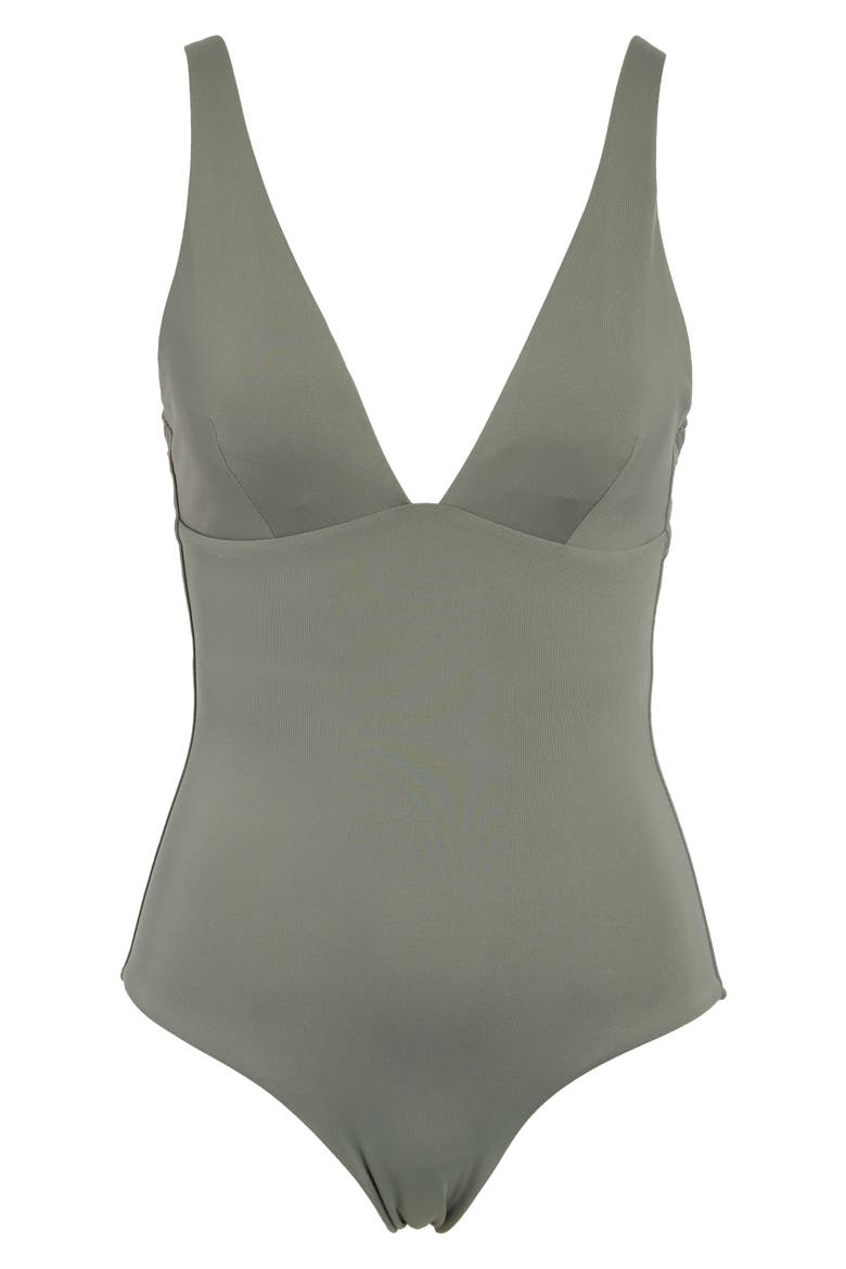 Essentials Longline One-Piece Swimsuit, Alternate, color, KHAKI