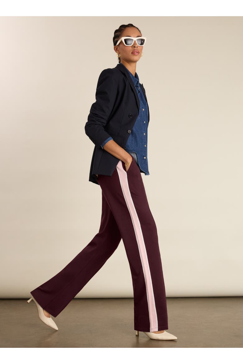 Lisa Side-Stripe Trousers, Alternate, color, Plum, Pink & White