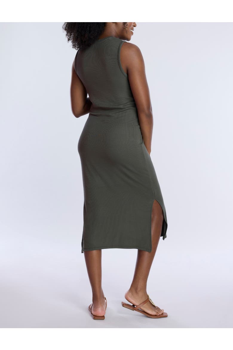 Crew Neck Rib Knit Sleeveless Midi Dress, Alternate, color, Deep Depths