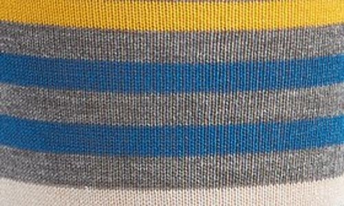 Pantherella Kilburn Stripe Cotton Blend Dress Socks In Mid Grey