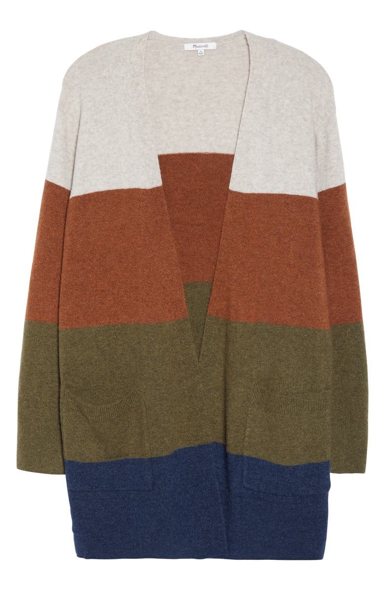 Madewell Kent Colorblock Stripe Cardigan Sweater, Alternate, color, 