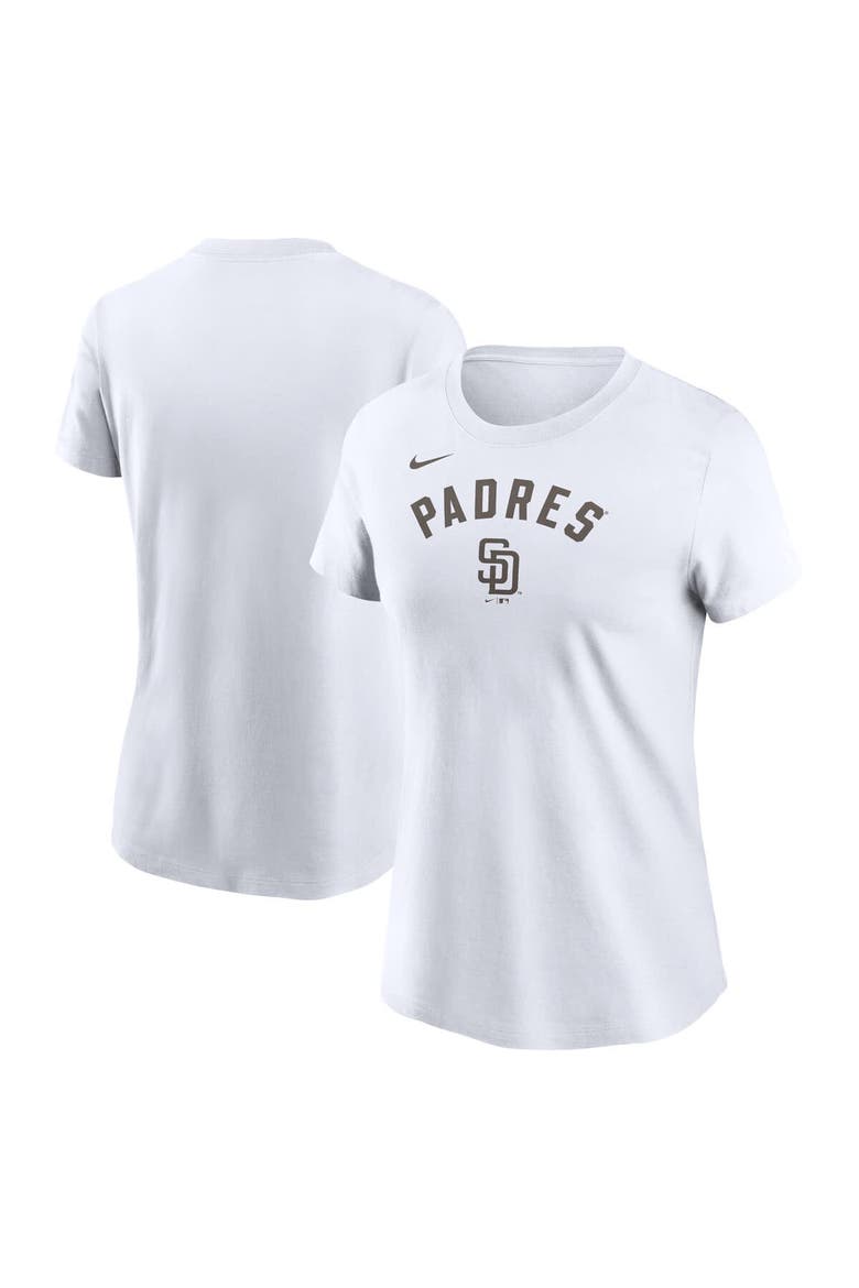 Women's Nike White San Diego Padres Team Arch T-Shirt, Alternate, color, White