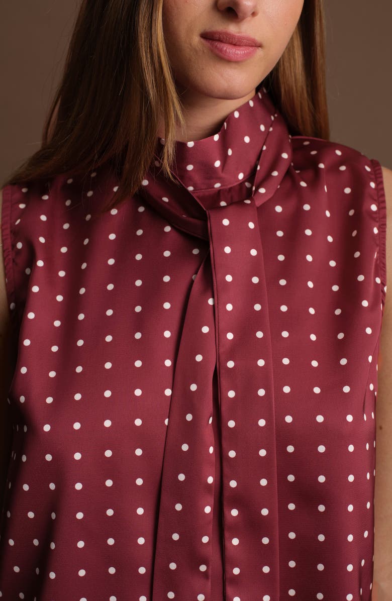 DELUC Justin Sleeveless Satin Top, Alternate, color, Wine With Ecru