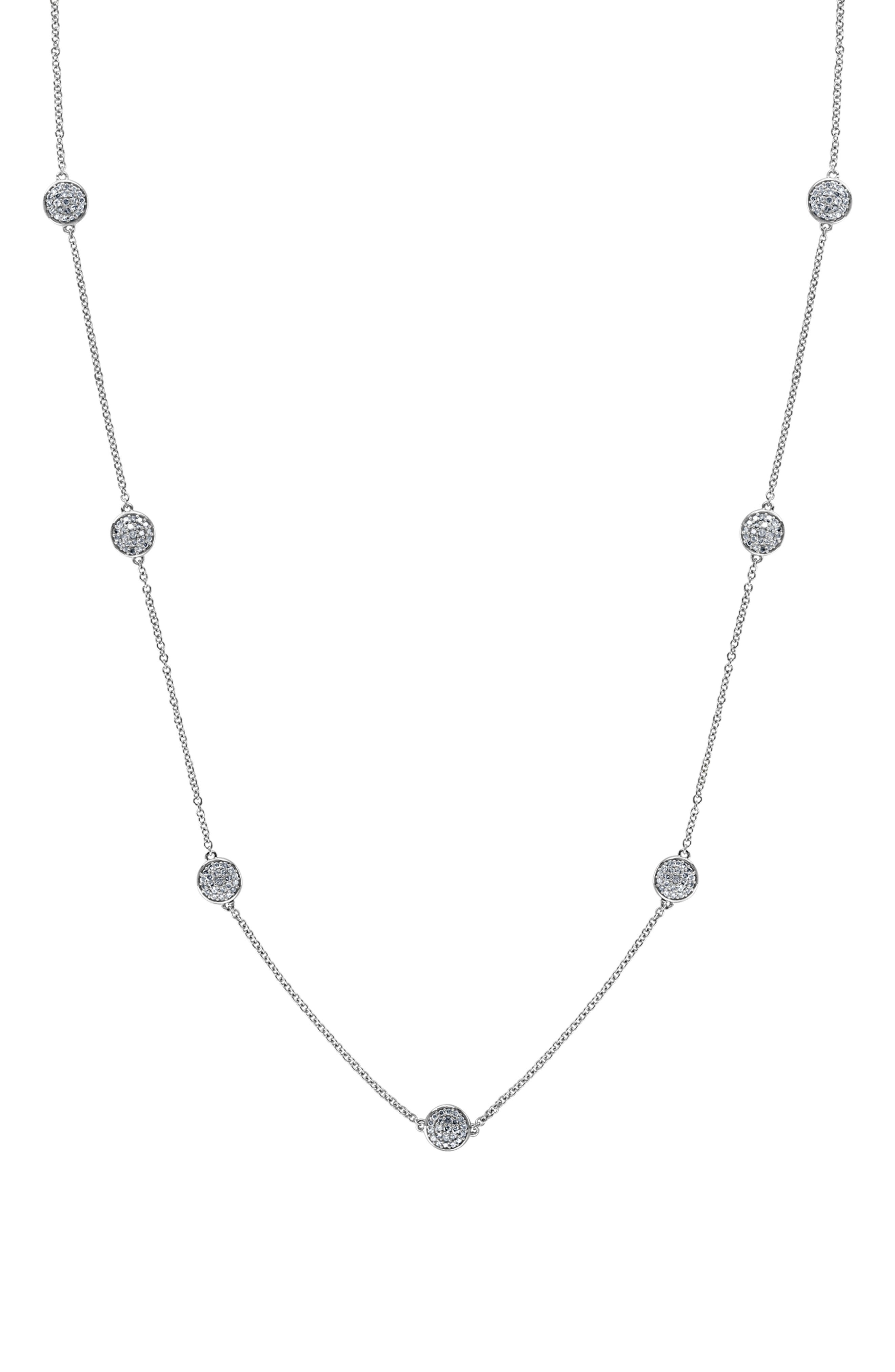 Sterling Silver Diamond Station Necklace