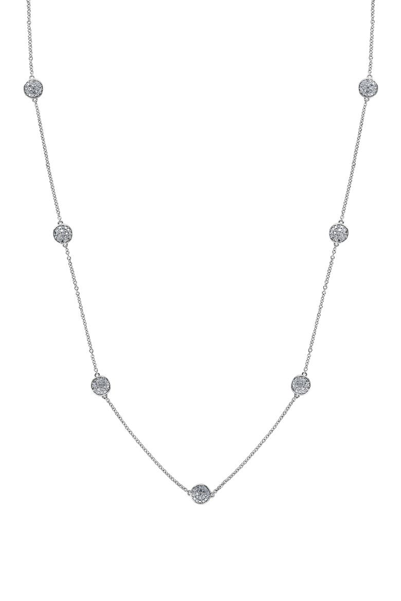 Sterling Silver Diamond Station Necklace, Main, color, SILVER