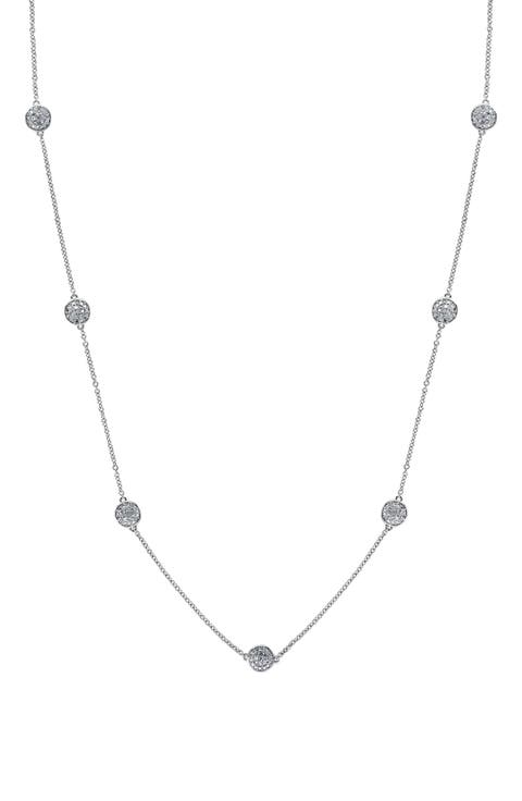 Sterling Silver Diamond Station Necklace