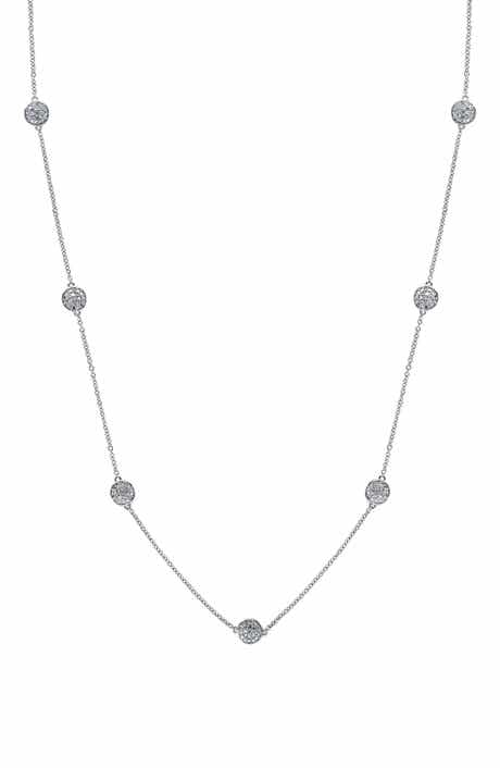 Sterling Silver Diamond Station Necklace