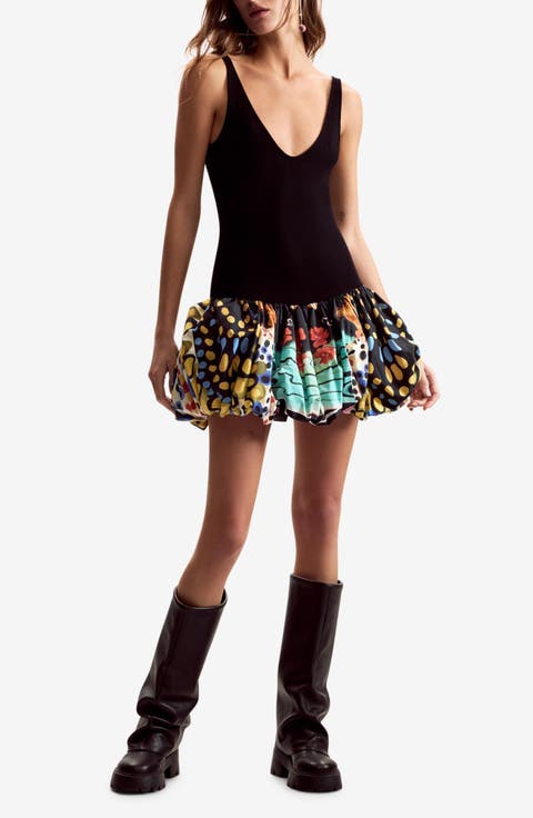 Lacroix Print Mixed Media Minidress