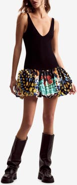 Desigual Lacroix Print Mixed Media Minidress