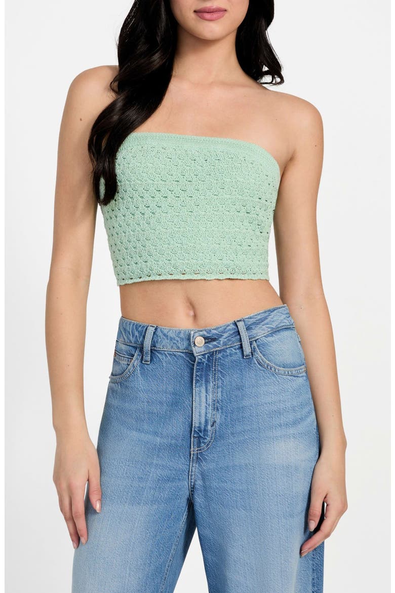 Luca Strapless Crop Knit Tube Top, Main, color, SATURN GREEN