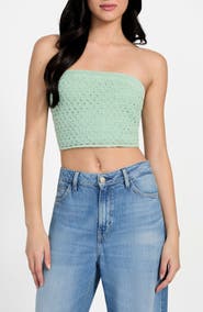 GUESS Luca Strapless Crop Knit Tube Top