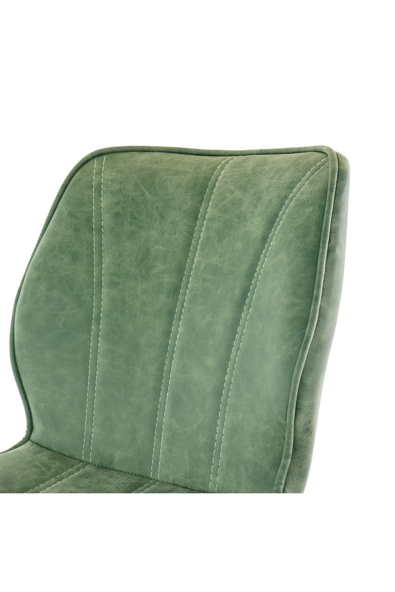 2 Piece Faux Leather Bar Chair with Metal Legs, Alternate, color, Green